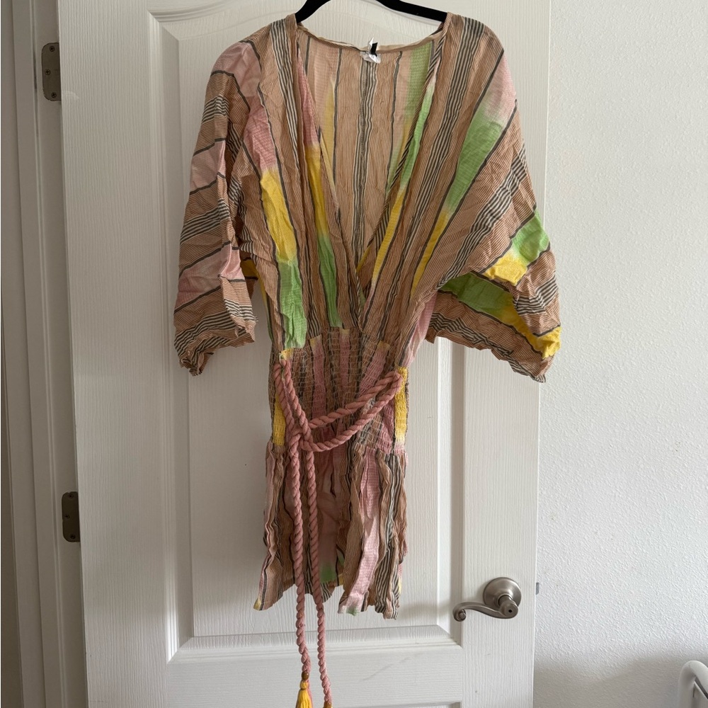 Soluna Striped Bathing Suit Cover Up SZ M